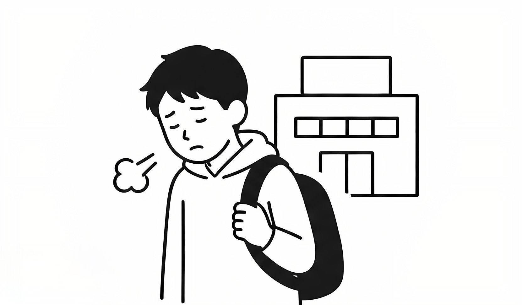 塾や予備校帰りにやる気が切れてしまうイラスト